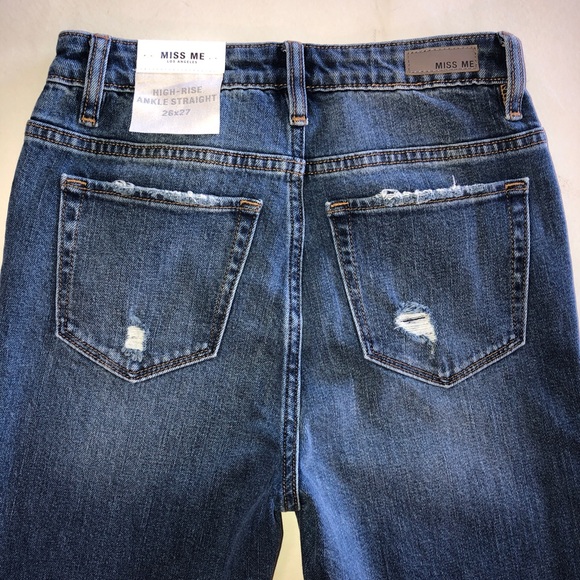 MISS ME 26x27 High Rise Ankle Straight Frayed Hem NWT - Picture 9 of 17